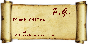 Plank Géza névjegykártya