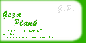 geza plank business card